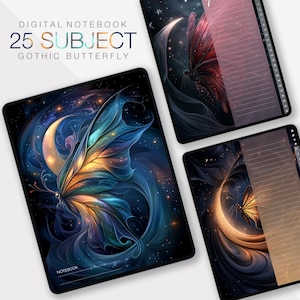 Digital Notebook Tabs, Student Digital Planner, GoodNotes, Fantasy Themed Digital Planner, iPad Planner, Journal Gothic Butterfly Minimal