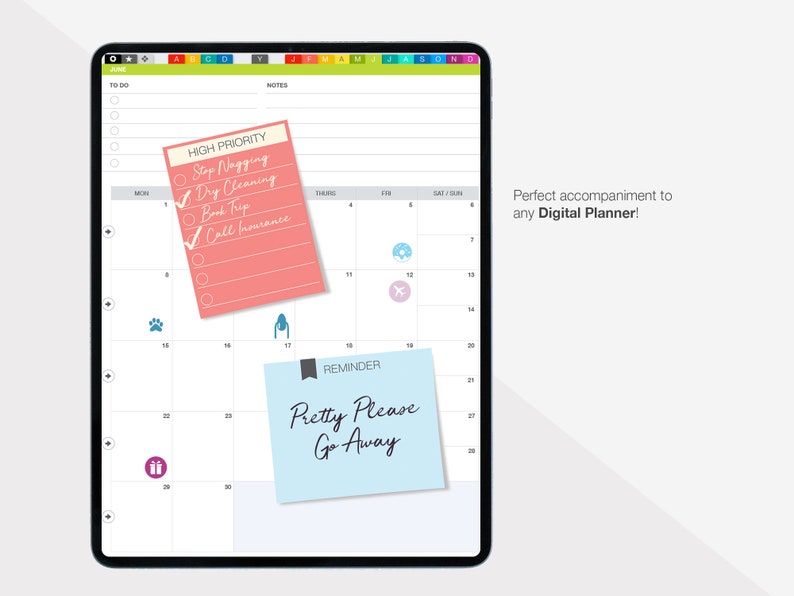 1440 Digital Planner Stickers, Functional Stickers, Digital Stickers, Planner Stickers, Sticky Notes, Planner Icons, iPad Planner, GoodNotes