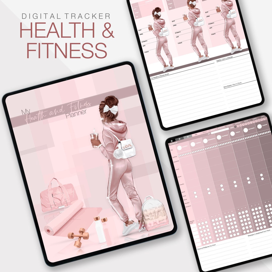 Women's Digital Health and Fitness Planner Mood Tracker Workout Planner ...