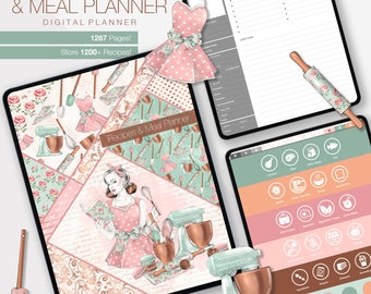 Recipe Planner, Meal Planner, GoodNotes Planner, Recipe Cards, Grocery Planner, Food List, Meal Prep, Allergy Journal, Family Meal Prep