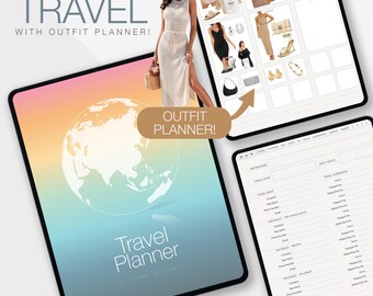 Digital Travel Planner, Travel Journal, Outfit Planner, Travel Diary, Holiday Vacation Planner, Solo Travel Planner, Family Travel Planner