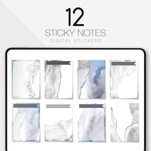 12 Digital Planner Stickers Agate Marble Planner Accessories Sticky Notes Scrapbooking GoodNotes iPad Planner Digital Journal