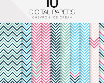 10 Digital Paper Pack, Chevron Pattern, Digital Backgrounds, Digital Clipart, Paper Texture, Digital Scrapbooking, Digital Planner, Collage