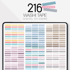 216 Digital Planner Stickers, Washi Tape, GoodNotes Planner, Planner Accessories, Digital Journal, Student Planner, iPad Planner, Stickers