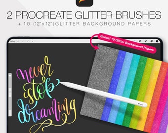 Procreate Glitterpenslar, Glitterpenna, Texturerad penna, Texturerade bakgrunder, Scrapbooking, Bokstäver, iPad, Apple Pencil, Digital journal