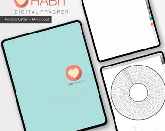 Digital Monthly Habit Tracker 12 Month Habit Tracker Yearly Habit Tracker for GoodNotes Notability Noteshelf Printable Habit Tracker