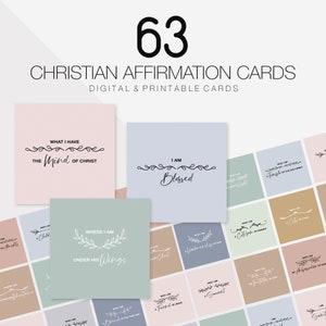 63 Christian Affirmation Cards, Digital Stickers, GoodNotes Stickers, iPad planner, Digital Planner Stickers, Faith Journal, Digital Journal