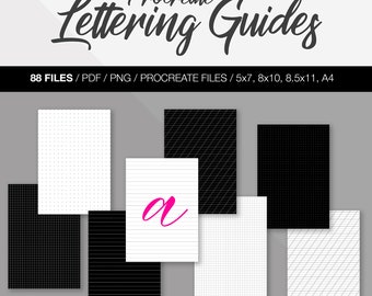 Procreate Lettering Guide Template, Procreate Guide, Procreated Grid, iPad Lettering, Hand Lettering, Calligraphy, Lettering Template