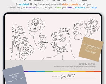 Anti Anxiety Depression Journal Prompts for Mental Health Journal Self Care Daily Affirmations Gratitude Journal Mood Stress Tracker