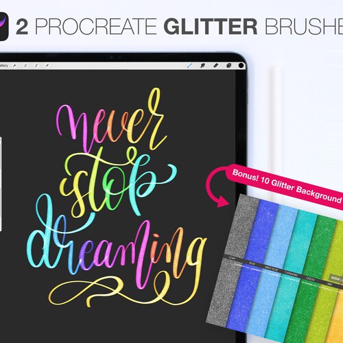 2 Procreate Glitter Brushes Glitter Pen Textured Pen Etsy