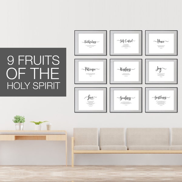 9 Fruits of the Holy Spirit, Galatians 5, Fruit of the Spirit, Scripture Quote, Christian Wall Art, Calligraphy, Bible Quote, Printable Art