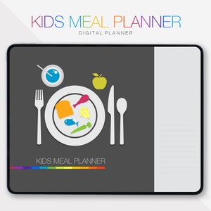 Planificateur de repas pour enfants Planificateur de déjeuners scolaires Cartes de recettes Planificateur d'épicerie Préparation de repas Autocollants contre les allergies Planificateur de repas pour enfants