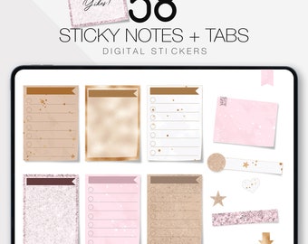 58 Digital Planner Stickers Sticky Notes Digital Planner Accessories Scrapbooking GoodNotes Planner iPad Planner Digital Journal