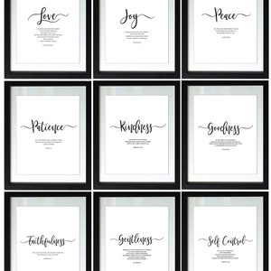 9 Fruits of the Holy Spirit, Galatians 5, Fruit of the Spirit, Scripture Quote, Christian Wall Art, Calligraphy, Bible Quote, Printable Art