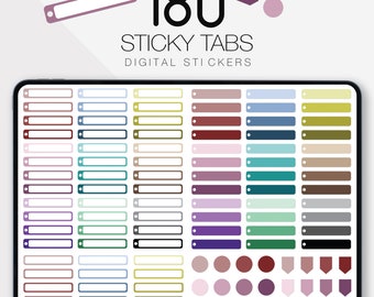 180 Adesivi per Planner Digitale, Note Adesive, Linguette Adesive, Accessori per Planner, Adesivi Digitali, Diario Digitale, GoodNotes Planner per iPad