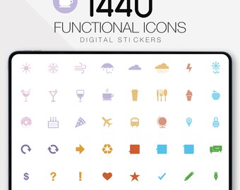 1440 Digital Planner Stickers Functional Stickers Sticky Notes Planner Icons for GoodNotes Planner Accessories Everyday Stickers for Journal