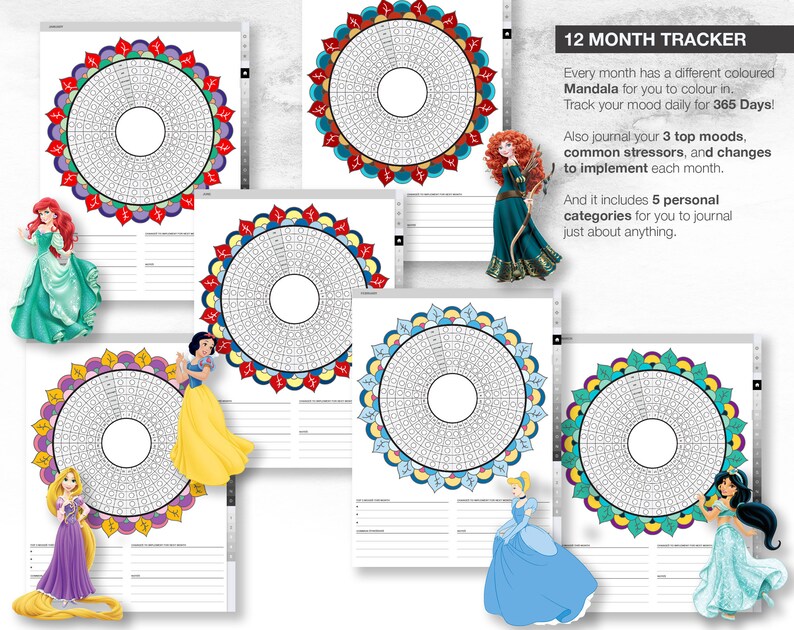 MONTHLY MOOD TRACKER Mandala Mood Mandala Digital Mood | Etsy