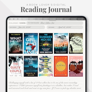 Digitales Lesetagebuch, Digitaler Leseplaner, Digitales Journal, Goodnotes Journal, Buchbesprechung, Lesetagebuch, Lesetracker, Bücherregal