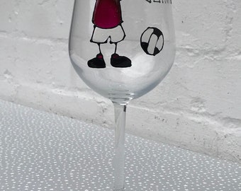 Ladies West Ham utd football wine glass gift. Personalised, Handmade west ham glass, birthday present, mother's day, Christmas, Girlfriend,