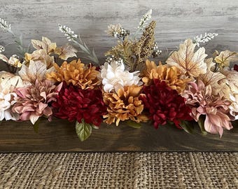 Fall Floral Centerpiece/Fall Planter Box Centerpiece/Thanksgiving Centerpiece/Thanksgiving Decor/Farmhouse Fall Centerpiece