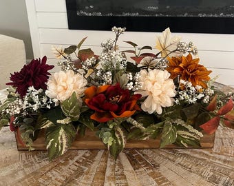 Fall Planter Box Centerpiece, Planter Box Centerpiece, Table Centerpiece, Thanksgiving Centerpiece, Fall Decor, Fall Floral Arrangement