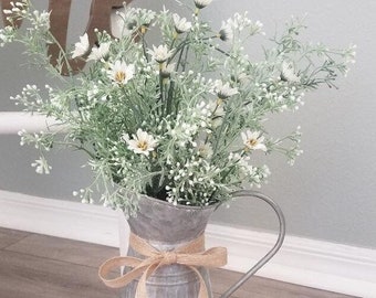 Floral Centerpiece/Metal Pitcher/Watering Can/Farmhouse Floral Centerpiece/Farmhouse Home Decor/Table Centerpiece/Rustic Home Decor