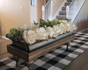 Farmhouse Floral Centerpiece/Rustic Home Decor/Riser/Home Decor/Planter Box/Roses Centerpiece/Farmhouse Decor