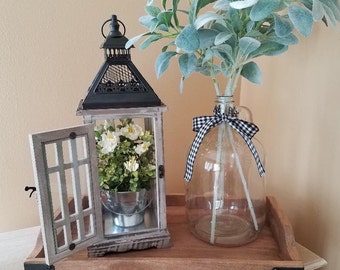 Rustic Lantern With Floral/Lantern/Rustic Home Decor/Farmhouse Decor/Lantern Centerpiece/Home Decor