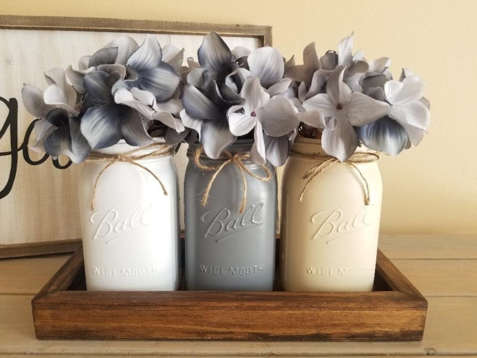 Mason Jar Centerpiece/Rustic Home Decor/Table | Etsy