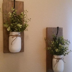 Mason Jar Wall Sconce Set/Wall Sconces/Rustic Wall Sconces/Wall Hanging/Home Decor/Rustic Home Decor/Farmhouse/Wall Decor/Wall Planter