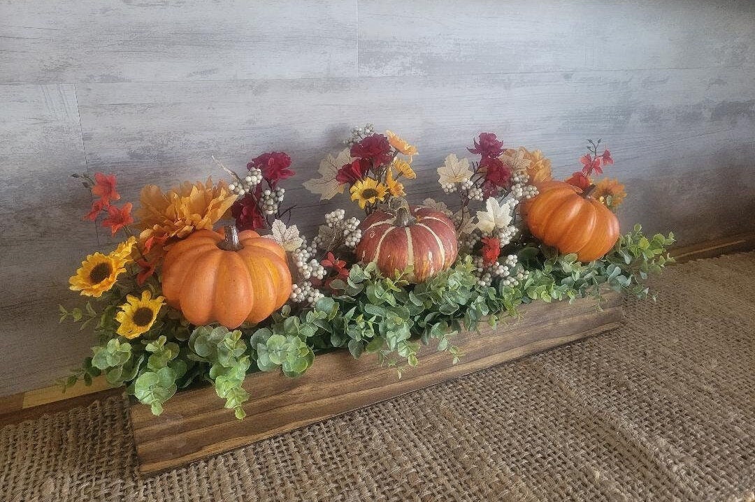 Fall Floral Centerpiece/Fall Farmhouse Decor/Pumpkin Centerpiece/Thanksgiving Centerpiece/Farmhouse Centerpiece/Table Centerpiece