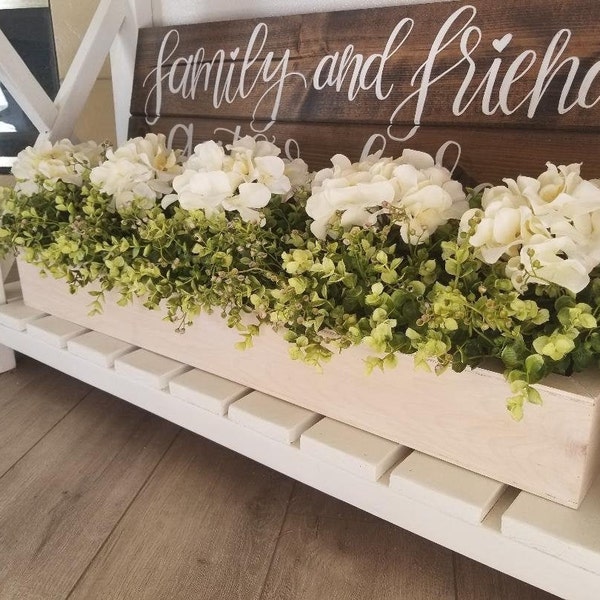 Rustic Planter Box Centerpiece/Farmhouse Centerpiece/Floral Centerpiece/Rustic Home Decor/Home Decor/Eucalyptus Centerpiece/Farmhouse Decor