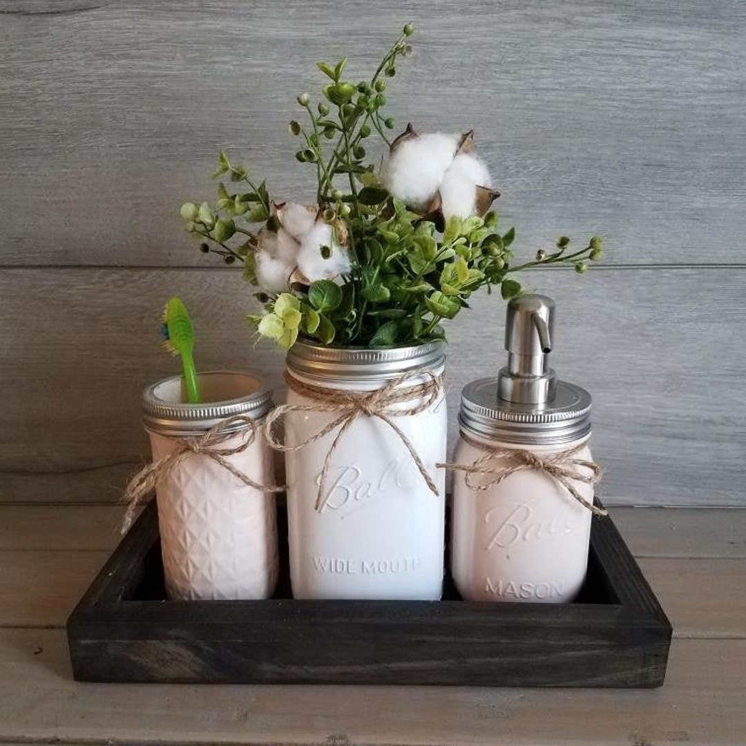 Mason Jar Bathroom Set/bathroom Organizer/home Decor/mason Jar With ...