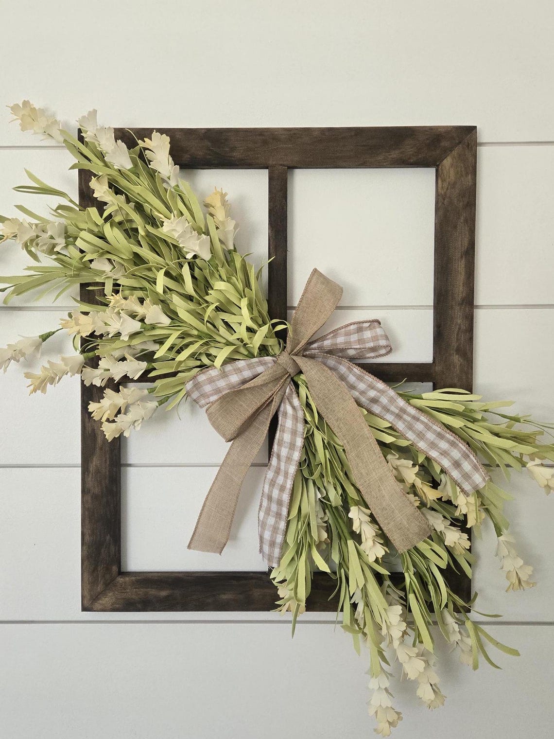 Wood Window Frame With Floral, Wall Hanging, Farmhouse Wall Decor ...