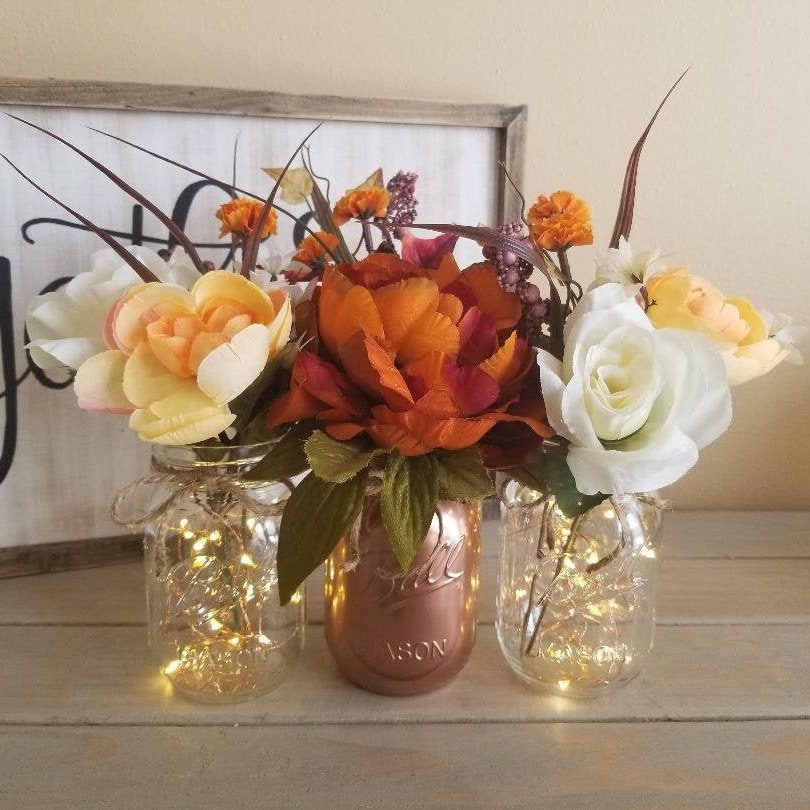 Mason Jars with Lights Fairy Lights Wedding Centerpiece Etsy