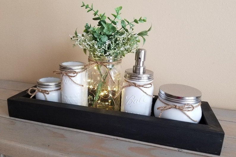Mason Jar Bathroom Set/bathroom Organizer/home Decor/mason Jar Etsy