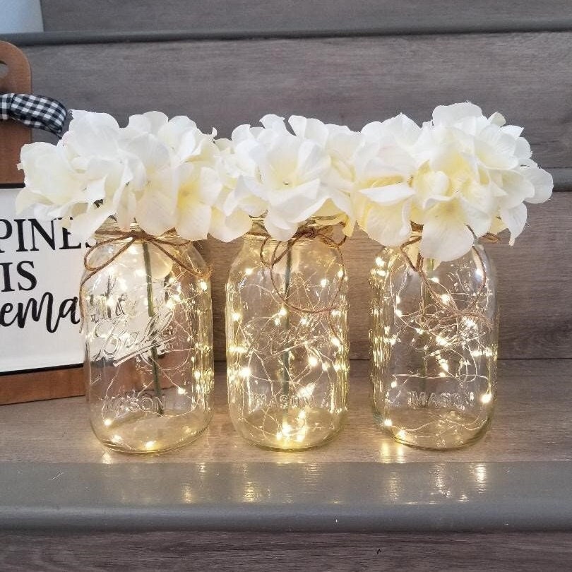 Lighted Mason Jar Centerpiece
