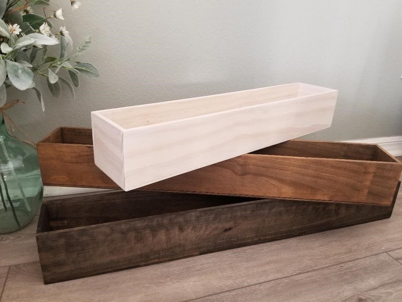Wood Planter Box, Rustic Planter Box, Planter Box, Unfinished Wood, Indoor Planter BoxBox, Farmhouse Planter Box, Wood Box, Home Decor bild 1