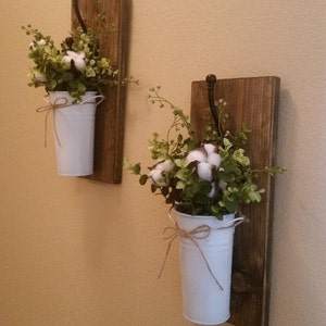 Wall Sconce Set/Wall Planter/Home Decor/Wall Hanging/Rustic Wall Sconce/Rustic Wall Decor/Wall Decor/Farmhouse Decor/Floral Wall Decor