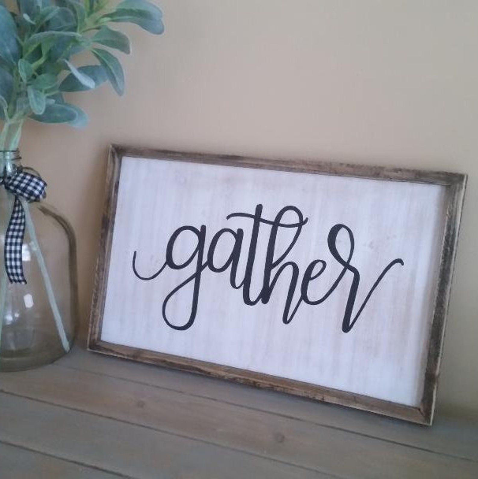 Gather Sign/wall Art/sayings/framed Calligraphy/rustic Etsy