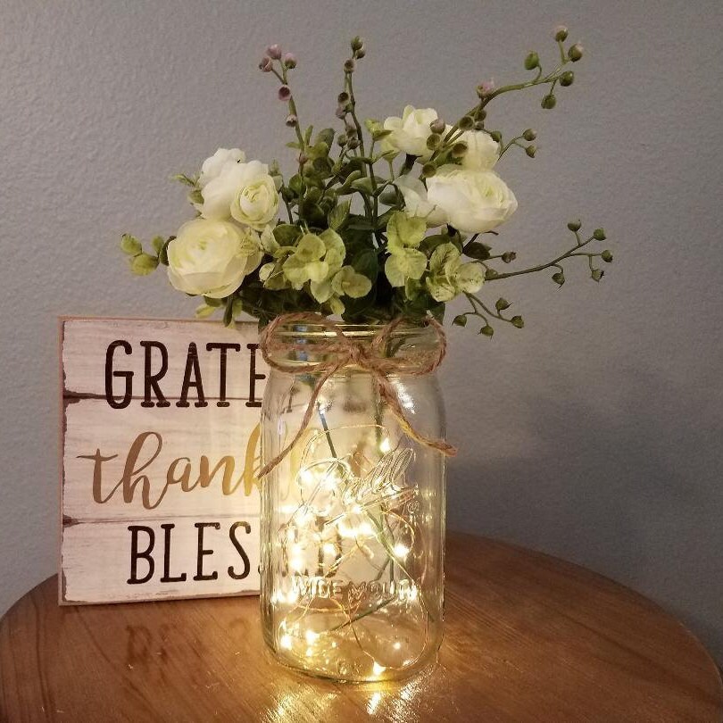 Mason Jar with Lights Fairy Lights Wedding Centerpiece Etsy