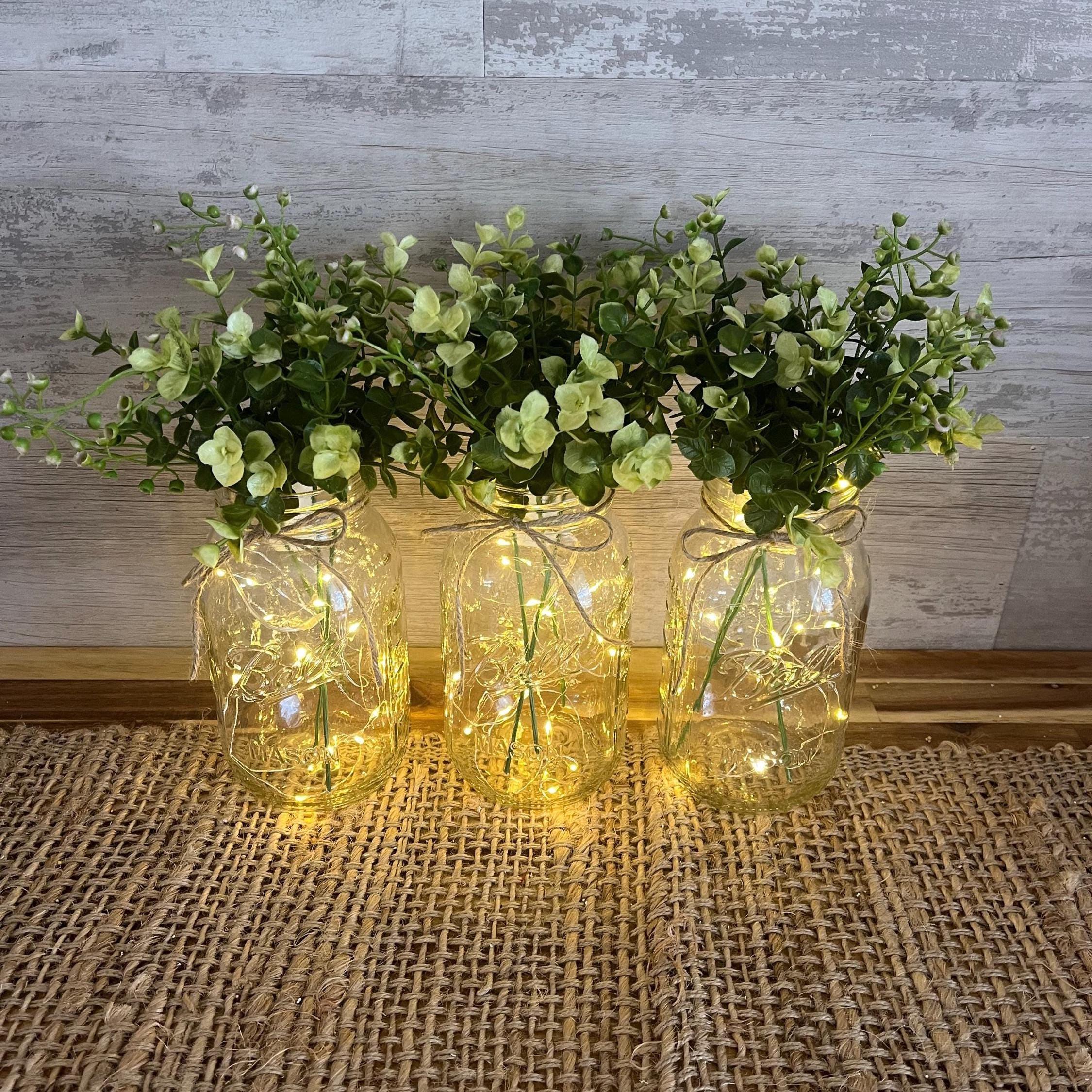 Mason Jar Centerpiece With Lights