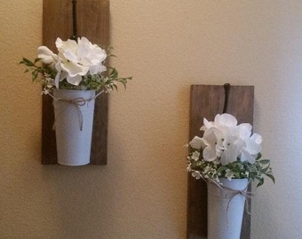 Wall Sconce Set/Floral Wall Hanging/Home Decor/Wall Planter Set/Rustic Wall Decor/Wall Decor/Farmhouse Decor/Floral Arrangement/Home Decor