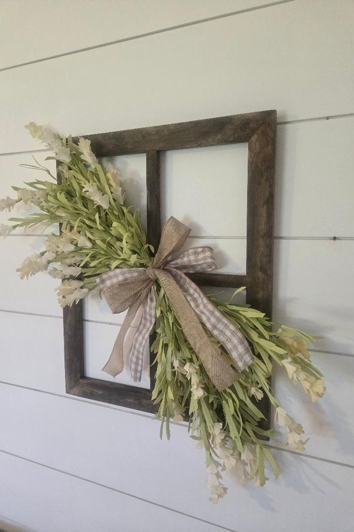 Wood Window Frame With Floral, Wall Hanging, Farmhouse Wall Decor ...