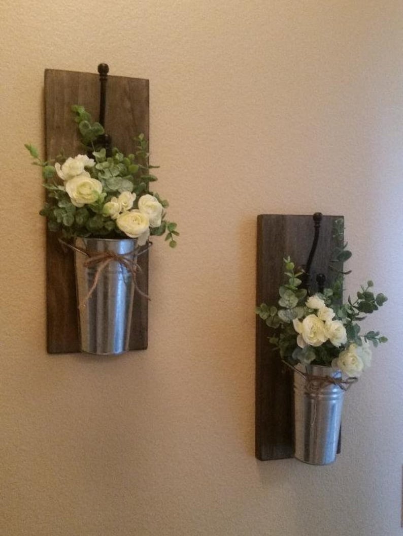 Wall Sconce Set/Rustic Wall Decor/Home Decor/Farmhouse Wall Decor/Wall Planter/Wall Hanging/Farmhouse Decor/Wall Hanging image 1