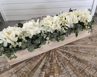 Hydrangea Centerpiece, Hydrangea Planter Box, Spring Floral Centerpiece, Table Centerpiece, Bridal Shower, Bridal Shower Decor,
