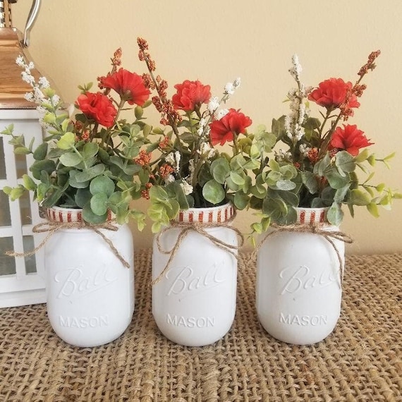 Fall Mason Jar Centerpiece/Fall Decor/Fall Home Decor/Painted Mason Jars/Farmhouse Decor/Fall Centerpiece/Rustic Decor/Thanksgiving Decor