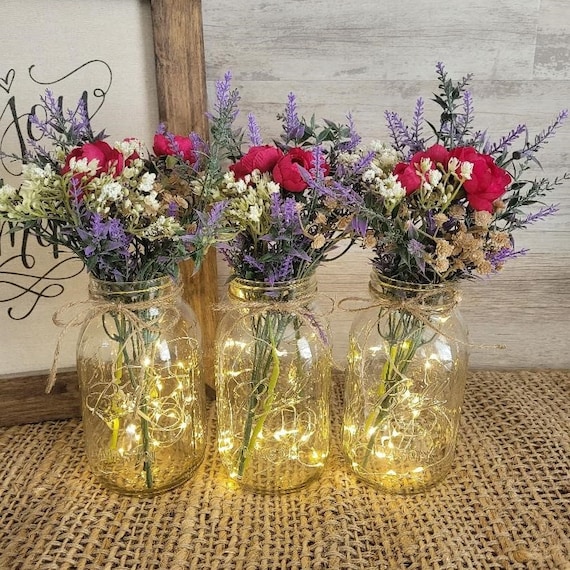 Blue Mason Jar Strand Lamp Rustic Light Set Farmhouse Country Home Yard Decor Blue Mason Jar Strand Lamp Rustic Light Set Farmhouse Country Home Yard Decor
