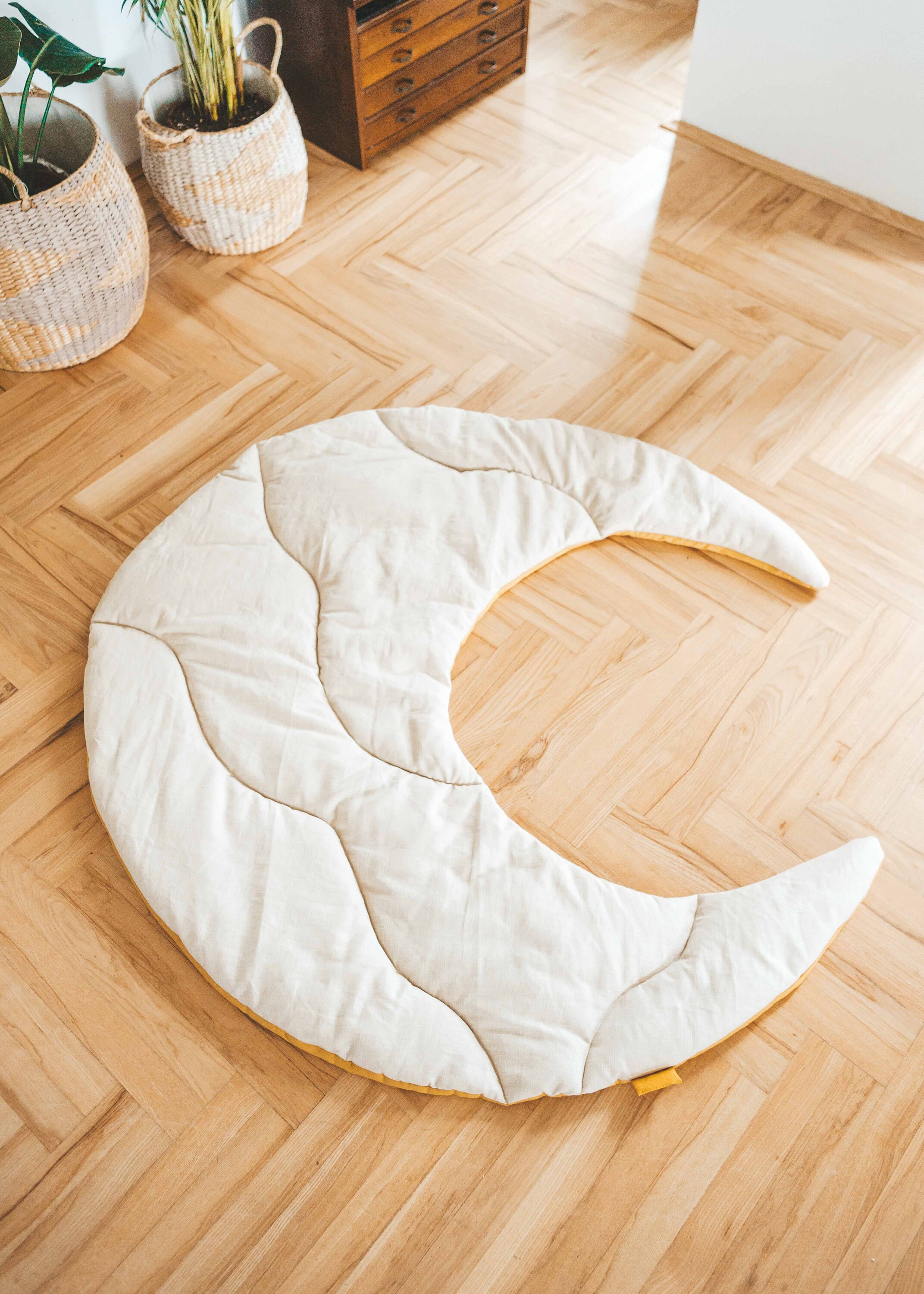 Moon Mat Large Natural Linen Mat Decorative Rug Room Decor Etsy