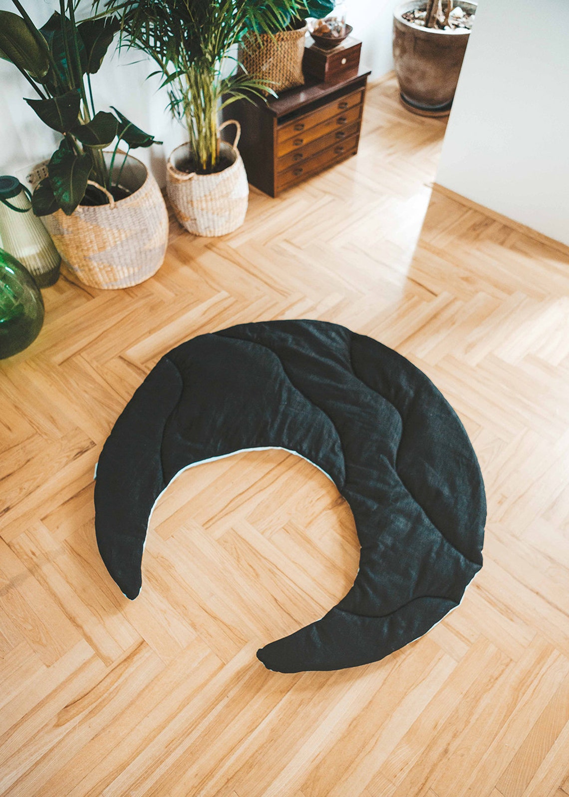 Moon Mat Large Natural Linen Mat Decorative Rug Room Decor Etsy